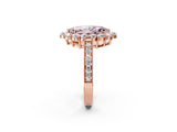 Rose gold Fancy Pink Marquise Cut Cut Halo Diamond Pavé Engagement Ring with Milgrain Detailing_2