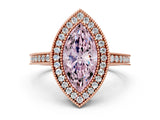 Rose gold Fancy Pink Marquise Cut Cut Halo Pavé Diamond Ring