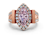 Rose gold Fancy Pink Marquise Cut Cut Halo Split Shank Prong Set Ring