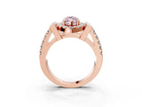 Rose gold Fancy Pink Marquise Cut Cut Halo Split Shank Prong Set Ring_3