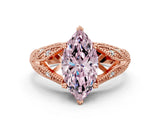 Rose gold Fancy Pink Marquise Cut Cut Milgrain Pave Diamond Engagement Ring with Four-Prong Setting_3