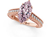 Rose gold Fancy Pink Marquise Cut Cut Pave Band Milgrain Solitaire Ring_1