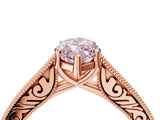 Rose gold Fancy Pink Marquise Cut Cut Pave Band Milgrain Solitaire Ring_4