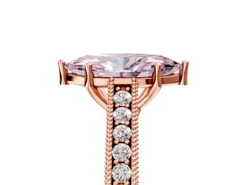 Rose gold Fancy Pink Marquise Cut Cut Pave Band Milgrain Solitaire Ring_5