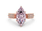 Rose gold Fancy Pink Marquise Cut Cut Pave Split Shank Engagement Ring with Four-Prong Setting