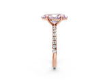 Rose gold Fancy Pink Marquise Cut Diamond Brilliant Solitaire Ring with Pavé Band and Four-Prong Setting_14