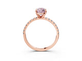 Rose gold Fancy Pink Marquise Cut Diamond Brilliant Solitaire Ring with Pavé Band and Four-Prong Setting_15