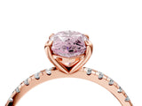 Rose gold Fancy Pink Marquise Cut Diamond Brilliant Solitaire Ring with Pavé Band and Four-Prong Setting_16