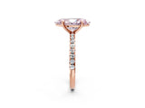 Rose gold Fancy Pink Marquise Cut Diamond Brilliant Solitaire Ring with Pavé Band and Four-Prong Setting_2
