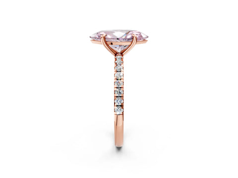 Rose gold Fancy Pink Marquise Cut Diamond Brilliant Solitaire Ring with Pavé Band and Four-Prong Setting_2