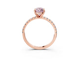 Rose gold Fancy Pink Marquise Cut Diamond Brilliant Solitaire Ring with Pavé Band and Four-Prong Setting_3