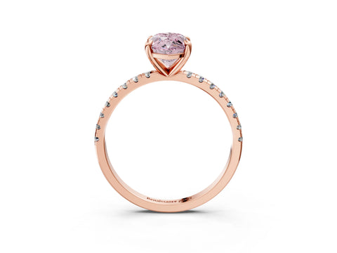 Rose gold Fancy Pink Marquise Cut Diamond Brilliant Solitaire Ring with Pavé Band and Four-Prong Setting_3