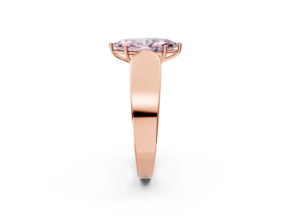Rose Gold Marquise Channel Set Engagement Ring Setting for Fancy Pink Center with Wide Band