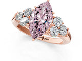 Rose gold Fancy Pink Marquise  Cut Diamond Cluster Ring with Round Accent Stones and Prong Setting on a Classic Band_53