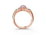 Rose gold Fancy Pink Marquise  Cut Diamond Cluster Ring with Round Accent Stones and Prong Setting on a Classic Band_55