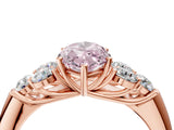 Rose gold Fancy Pink Marquise  Cut Diamond Cluster Ring with Round Accent Stones and Prong Setting on a Classic Band_56