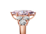 Rose gold Fancy Pink Marquise  Cut Diamond Cluster Ring with Round Accent Stones and Prong Setting on a Classic Band_57