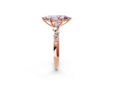 Rose gold Fancy Pink Marquise Cut Diamond Cluster Side Stone Solitaire Ring with Prong Setting_86