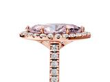 Rose gold Fancy Pink Marquise Cut Diamond Cushion Halo Ring with Pavé Band_5