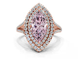 Rose gold Fancy Pink Marquise Cut Diamond Double Halo Ring with Pavé Band and Prong Setting_71