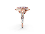 Rose gold Fancy Pink Marquise Cut Diamond Double Halo Ring with Pavé Band and Prong Setting_73