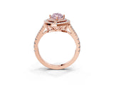 Rose gold Fancy Pink Marquise Cut Diamond Double Halo Ring with Pavé Band and Prong Setting_74