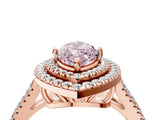 Rose gold Fancy Pink Marquise Cut Diamond Double Halo Ring with Pavé Band and Prong Setting_75