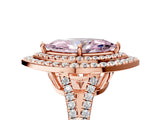 Rose gold Fancy Pink Marquise Cut Diamond Double Halo Ring with Pavé Band and Prong Setting_76