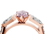 Rose gold Fancy Pink Marquise Cut Diamond Engagement Ring with Baguette Side Stones and Channel Set Band_24