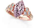 Rose gold Fancy Pink Marquise  Cut Diamond Engagement Ring with Bezel Set Round Side Stones and Prong Setting_52