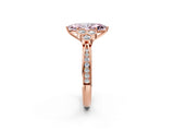 Rose gold Fancy Pink Marquise  Cut Diamond Engagement Ring with Bezel Set Round Side Stones and Prong Setting_53