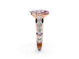 Rose gold Fancy Pink Marquise  Cut Diamond Engagement Ring with Pavé Band and Four-Prong Setting_5