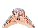 Rose gold Fancy Pink Marquise  Cut Diamond Engagement Ring with Pavé Band and Four-Prong Setting_7