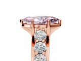 Rose gold Fancy Pink Marquise  Cut Diamond Engagement Ring with Pavé Band and Four-Prong Setting_8