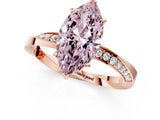 Rose gold Fancy Pink Marquise Cut Diamond Engagement Ring with Side Stone Accents and Four-Prong Setting_109
