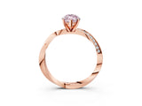 Rose gold Fancy Pink Marquise Cut Diamond Engagement Ring with Side Stone Accents and Four-Prong Setting_111