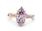 Rose gold Fancy Pink Marquise Cut Diamond Engagement Ring with Side Stone Accents and Four-Prong Setting_12