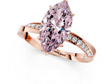 Rose gold Fancy Pink Marquise Cut Diamond Engagement Ring with Side Stone Accents and Four-Prong Setting_13