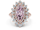 Rose gold Fancy Pink Marquise Cut Diamond Floral Double Halo Engagement Ring with Prong Setting_24