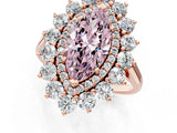 Rose gold Fancy Pink Marquise Cut Diamond Floral Double Halo Engagement Ring with Prong Setting_25