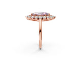 Rose gold Fancy Pink Marquise Cut Diamond Floral Double Halo Engagement Ring with Prong Setting_26