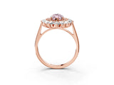 Rose gold Fancy Pink Marquise Cut Diamond Floral Double Halo Engagement Ring with Prong Setting_27