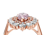 Rose gold Fancy Pink Marquise Cut Diamond Floral Double Halo Engagement Ring with Prong Setting_28