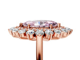 Rose gold Fancy Pink Marquise Cut Diamond Floral Double Halo Engagement Ring with Prong Setting_29