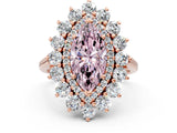 Rose gold Fancy Pink Marquise Cut Diamond Floral Double Halo Engagement Ring with Prong Setting_60