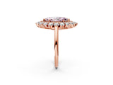 Rose gold Fancy Pink Marquise Cut Diamond Floral Double Halo Engagement Ring with Prong Setting_62