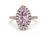Rose gold Fancy Pink Marquise  Cut Diamond Floral Halo Engagement Ring with Pavé Band and Prong Setting_37