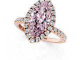 Rose gold Fancy Pink Marquise  Cut Diamond Floral Halo Engagement Ring with Pavé Band and Prong Setting_38