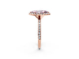 Rose gold Fancy Pink Marquise  Cut Diamond Floral Halo Engagement Ring with Pavé Band and Prong Setting_39