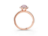 Rose gold Fancy Pink Marquise  Cut Diamond Floral Halo Engagement Ring with Pavé Band and Prong Setting_40